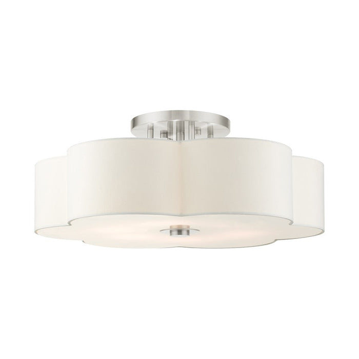 Livex Chelsea 6 Light Semi Flush Mount, Brushed Nickel - 52159-91