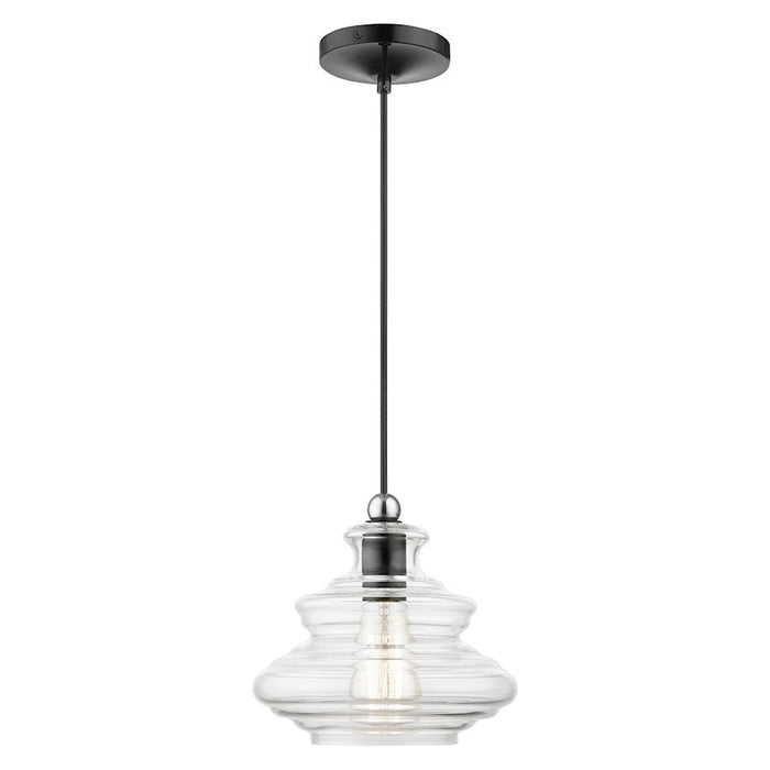 Livex Everett 1 Lt Pendant, Black/Chrome/Clear Art - 52831-68