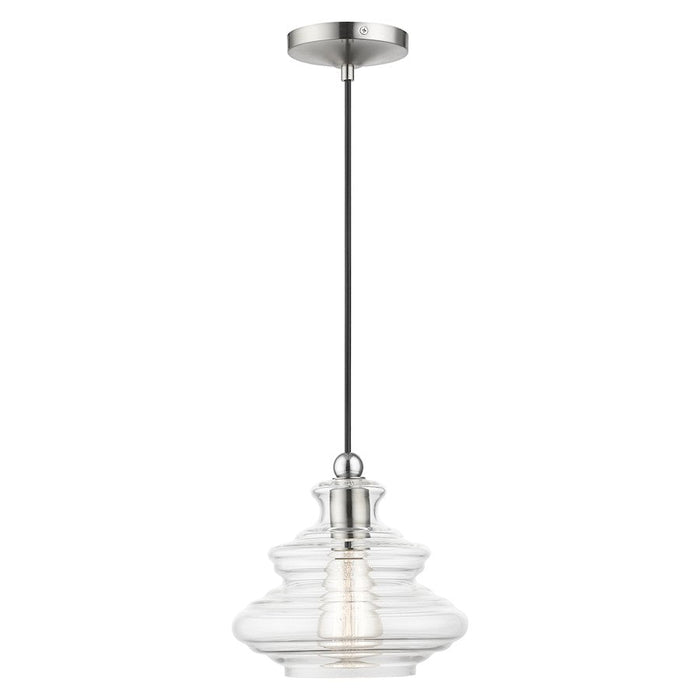 Livex Everett 1 Lt Pendant, Nickel/Chrome/Clear Art - 52831-91