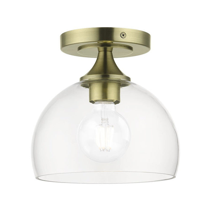 Livex Glendon 1 Light Semi-Flush Mount, Brass/Clear - 53640-01