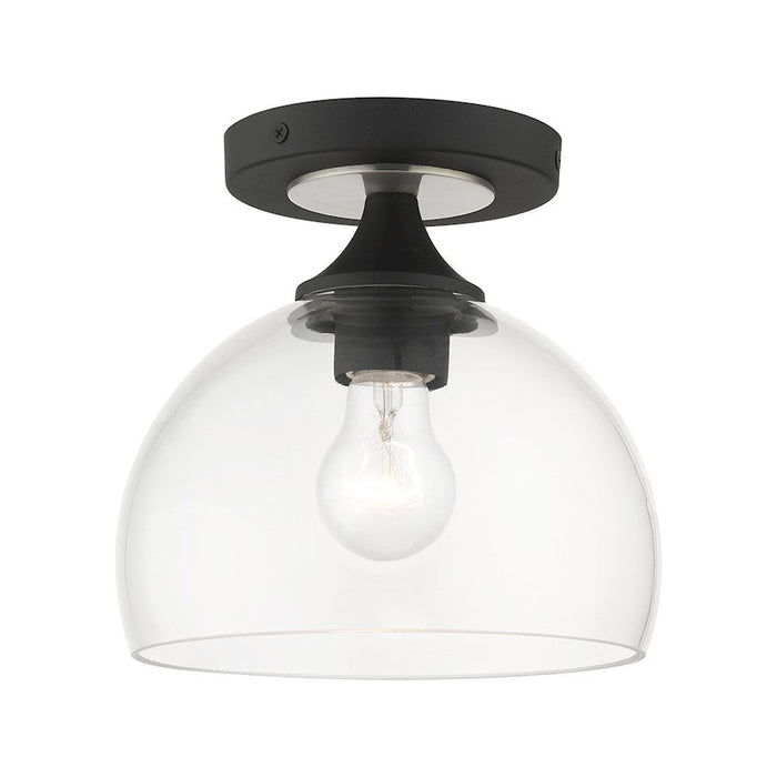 Livex Glendon 1 Lt Semi-Flush Mount, Black/Nickel/Clear - 53640-04