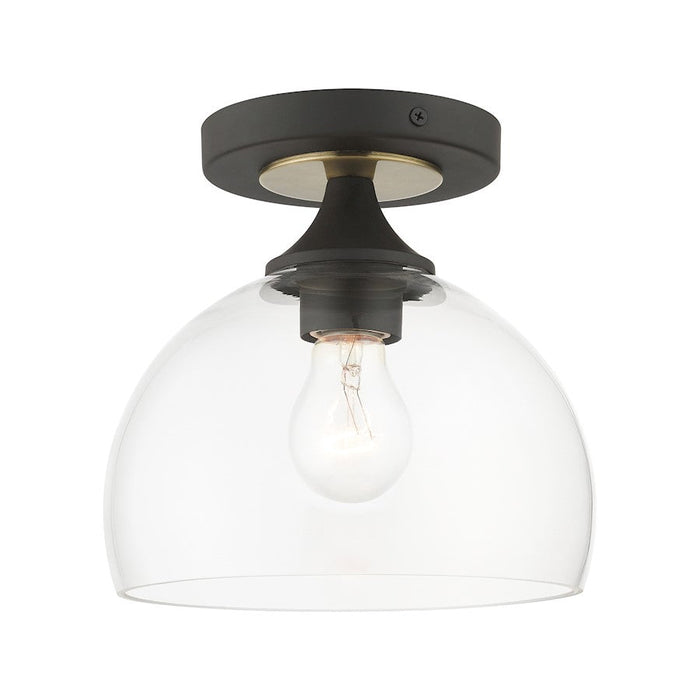 Livex Glendon 1 Lt Semi-Flush Mount, Bronze/Brass/Clear - 53640-07