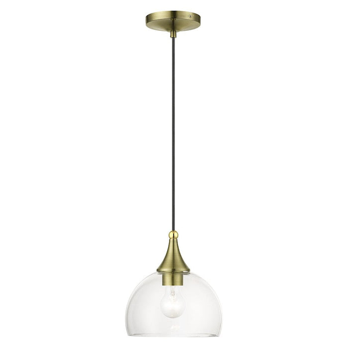 Livex Glendon 1 Lt Pendant, Brass/Polished Brass/Clear - 53641-01