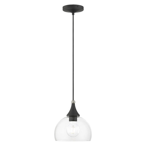 Livex Glendon 1 Lt Pendant, Black/Nickel Accents/Clear - 53641-04