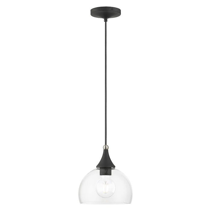 Livex Glendon 1 Lt Pendant, Black/Nickel Accents/Clear - 53641-04