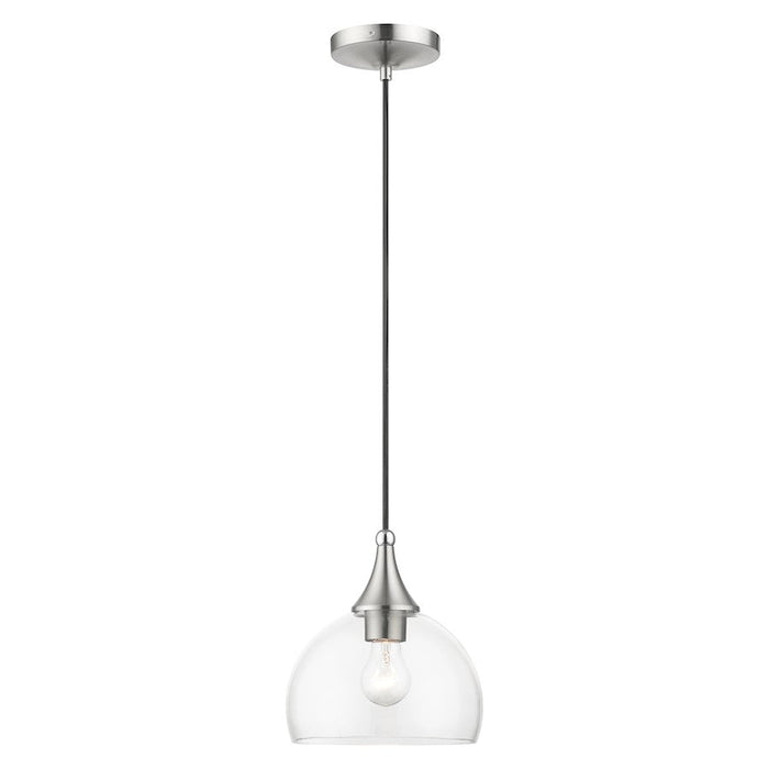 Livex Glendon 1 Lt Pendant, Nickel/Polished Chrome/Clear - 53641-91