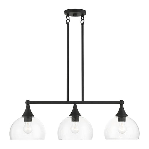 Livex Glendon 3 Light Linear Chandelier, Black/Clear - 53643-04