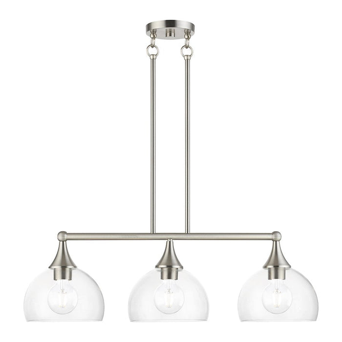 Livex Glendon 3 Light Linear Chandelier, Nickel/Clear - 53643-91