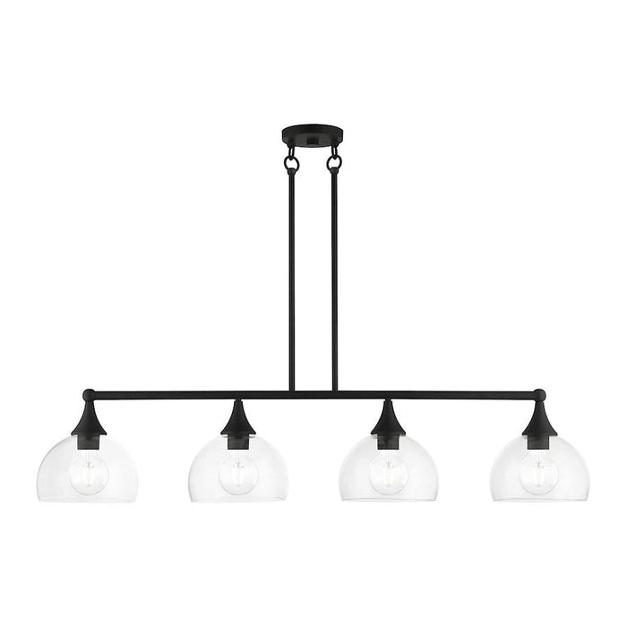 Livex Glendon 4 Lt Large Linear Chandelier, Black/Clear - 53644-04