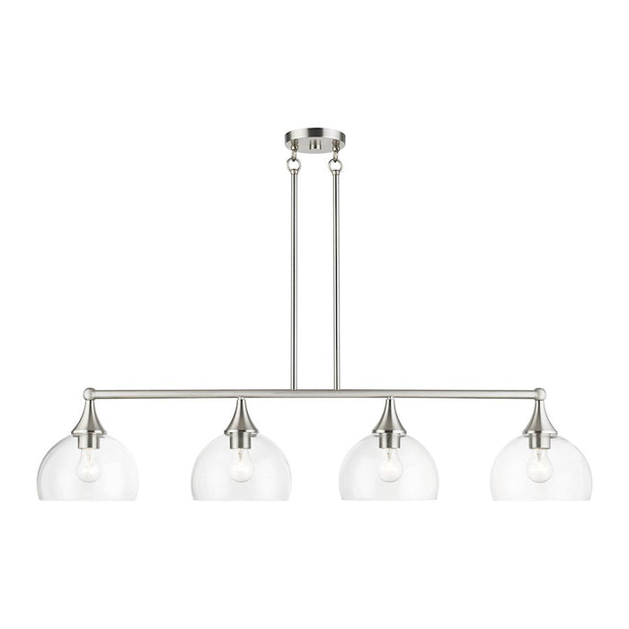 Livex Glendon 4 Lt Large Linear Chandelier, Nickel/Clear - 53644-91