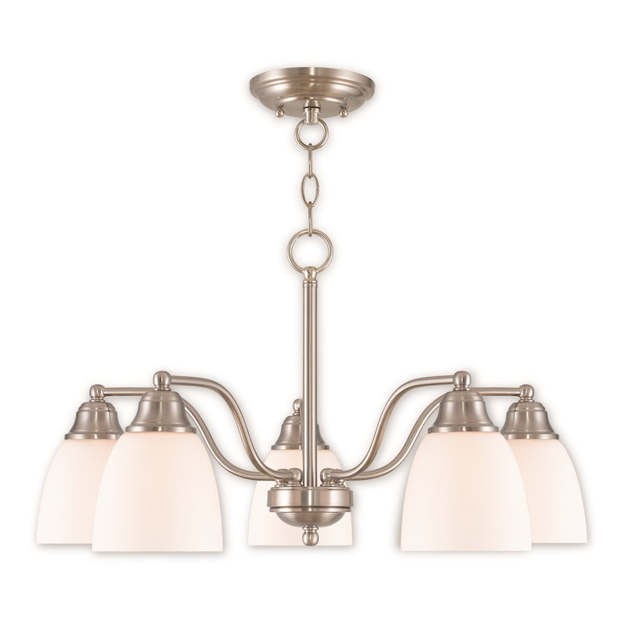 Livex Somerville 5-LT Conv Dinette Chandelier/Ceiling, Nickel/Opal - 53855-91