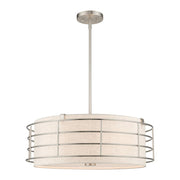 Livex Blanchard 5 Light Pendant Chandelier, Nickel/Oatmeal - 55115-91