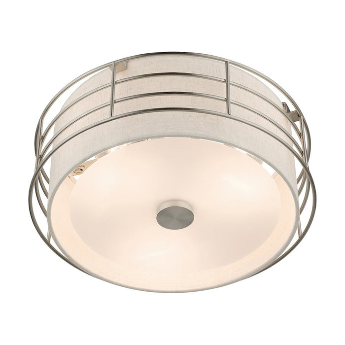 Livex Blanchard 3 Light Large Semi-Flush Mount, Nickel/Oatmeal