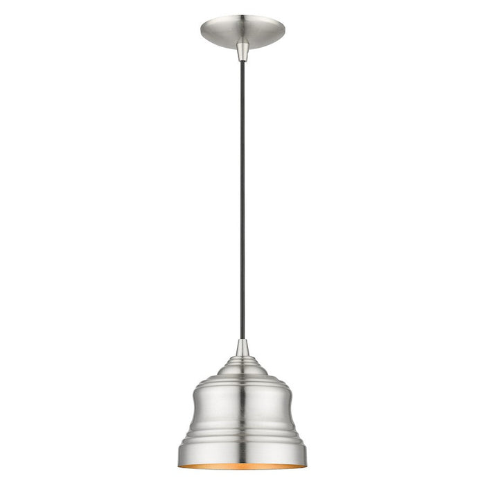 Livex Endicott 1 Light Mini Bell Pendant, Nickel/Nickel Steel/Gold - 55901-91