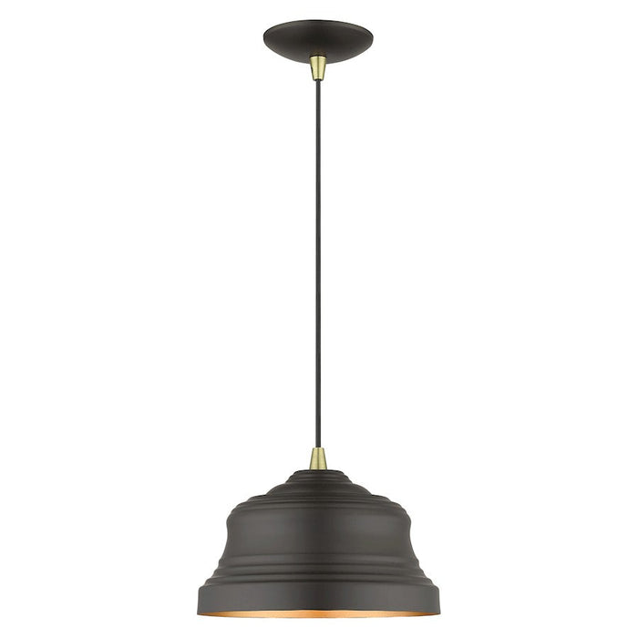 Livex Endicott 1 Light Bell Pendant, Bronze/Brass/Bronze Steel/Gold - 55902-07