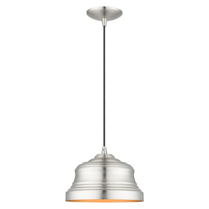 Livex Endicott 1 Light Bell Pendant, Nickel/Nickel Steel/Gold - 55902-91