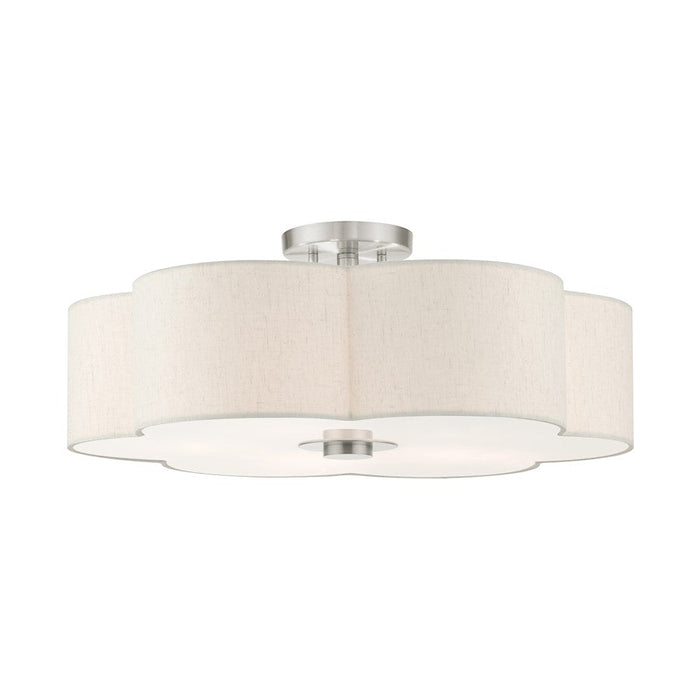 Livex Solstice 5 Light Semi Flush Mount, Brushed Nickel - 58068-91