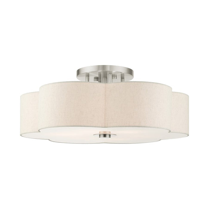 Livex Solstice 6 Light Semi Flush Mount, Brushed Nickel - 58069-91