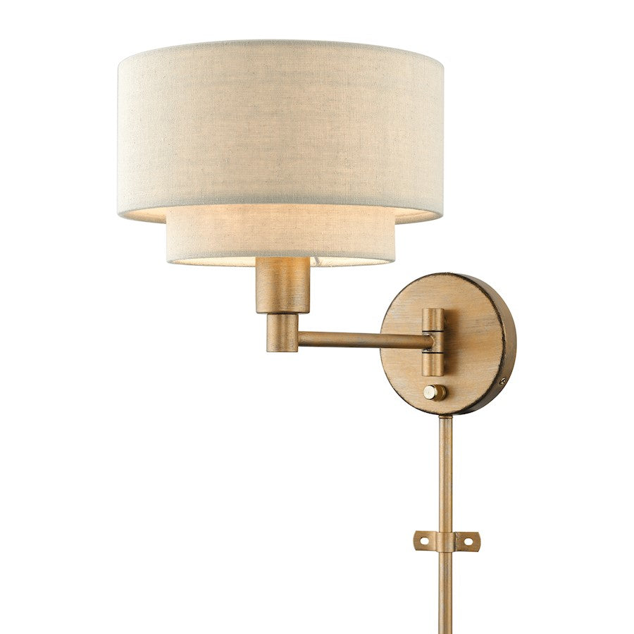 Livex Bellingham 1 Light Swing Arm Wall Lamp, Gold Leaf/Parchment - 58880-48