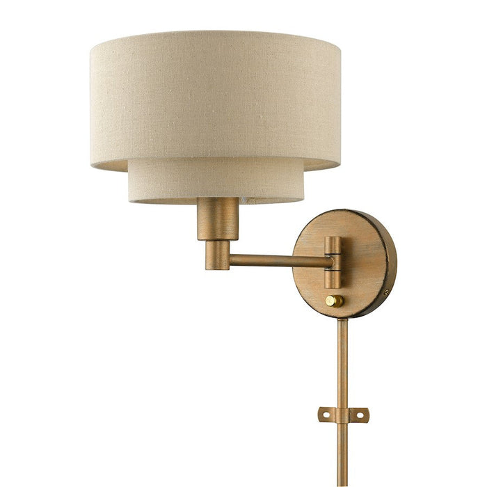 Livex Bellingham 1 Light Swing Arm Wall Lamp, Gold Leaf/Parchment