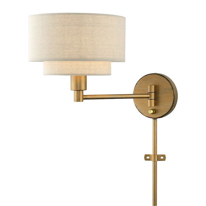 Livex Bellingham 1 Light Swing Arm Wall Lamp, Gold Leaf/Parchment