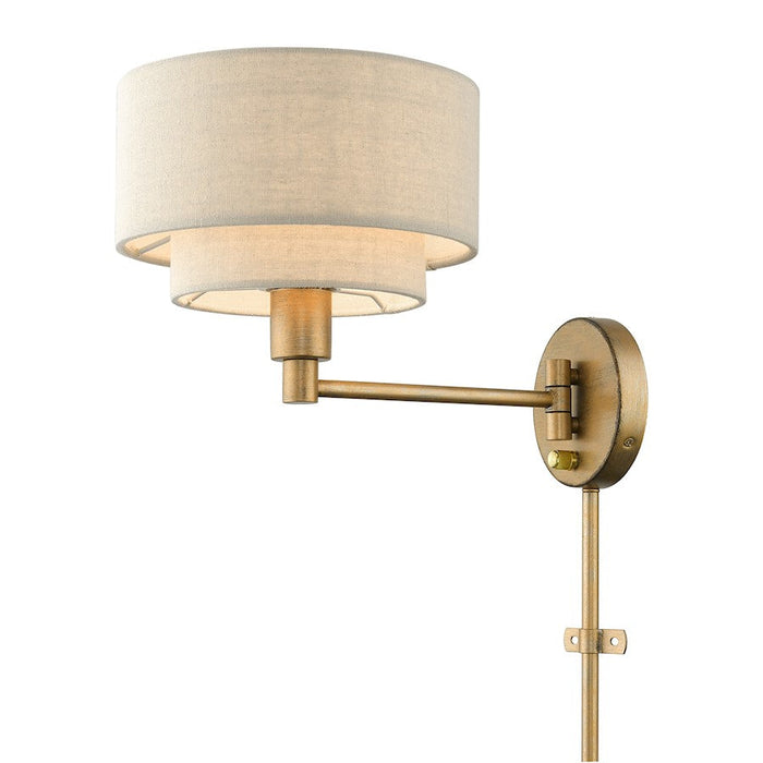 Livex Bellingham 1 Light Swing Arm Wall Lamp, Gold Leaf/Parchment