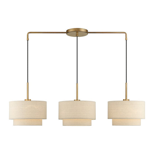 Livex Bellingham 3 Light Large Linear Chandelier, Gold Leaf/Parchment - 58893-48