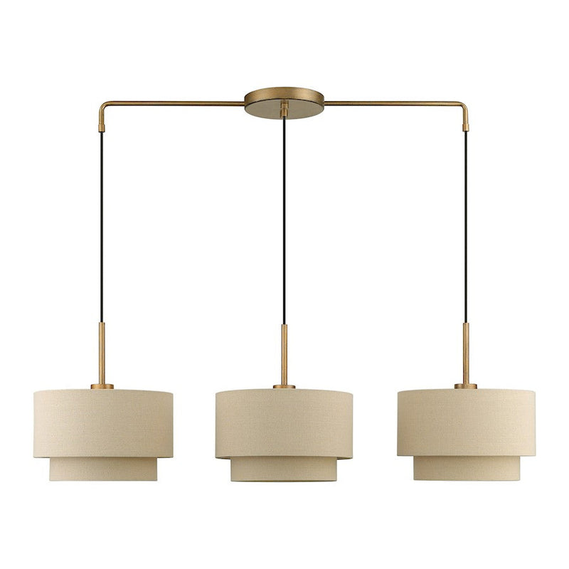 Livex Bellingham 3 Light Large Linear Chandelier, Gold Leaf/Parchment