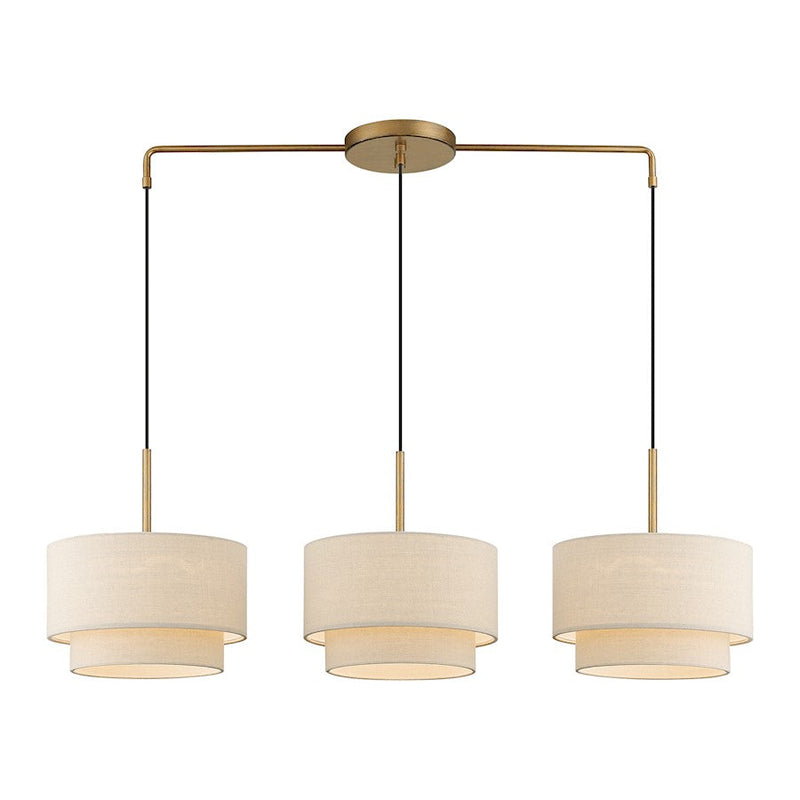 Livex Bellingham 3 Light Large Linear Chandelier, Gold Leaf/Parchment
