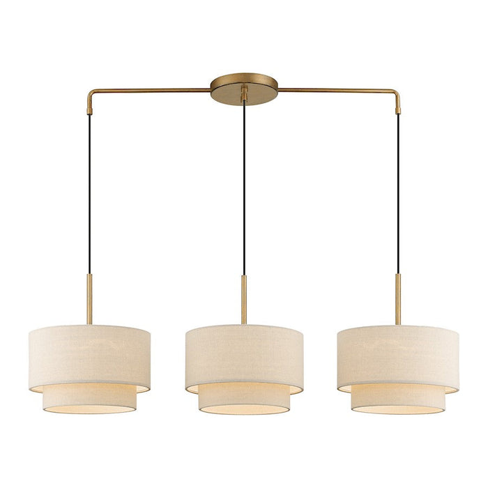 Livex Bellingham 3 Light Large Linear Chandelier, Gold Leaf/Parchment