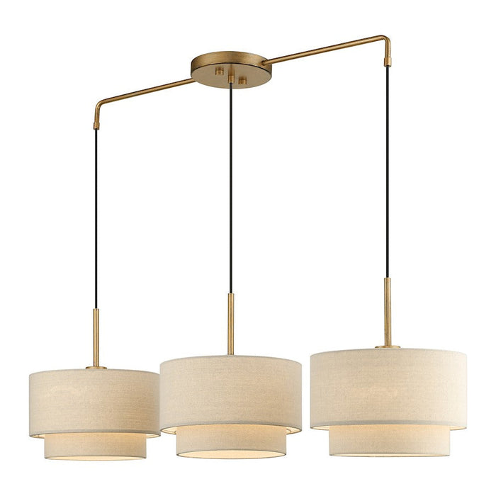 Livex Bellingham 3 Light Large Linear Chandelier, Gold Leaf/Parchment