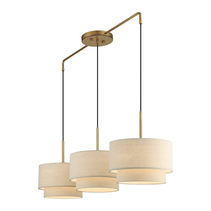 Livex Bellingham 3 Light Large Linear Chandelier, Gold Leaf/Parchment