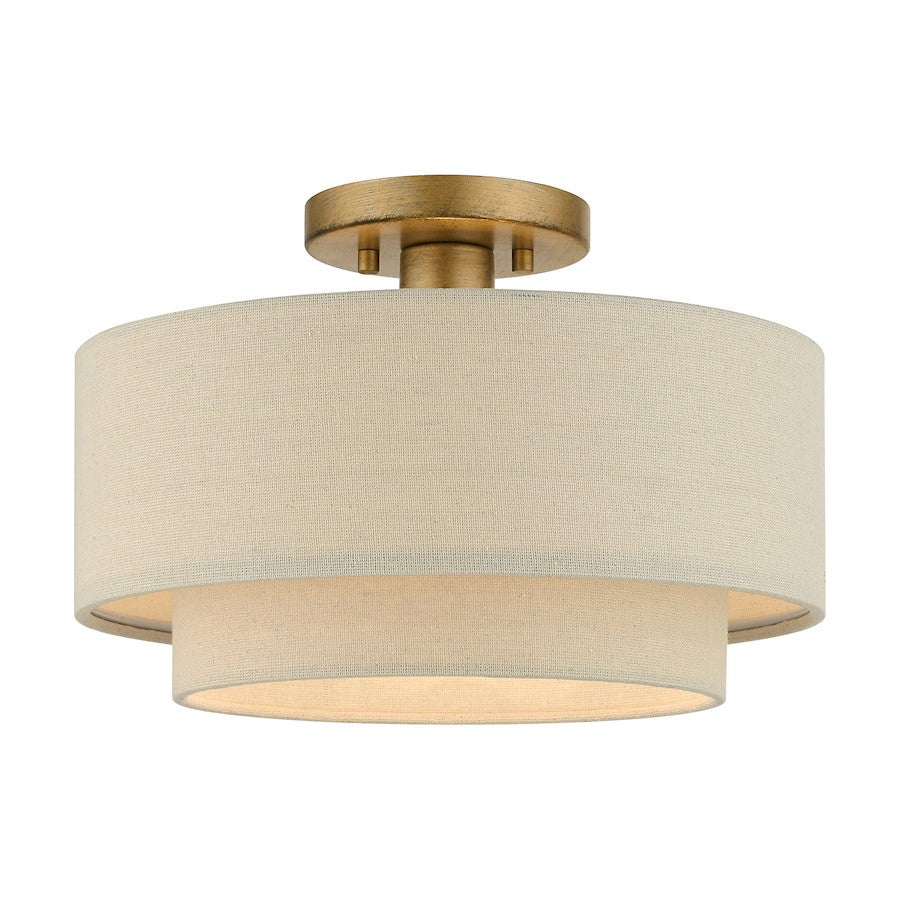 Livex Bellingham 1 Light Medium Semi-Flush Mount, Gold Leaf/Parchment - 58896-48