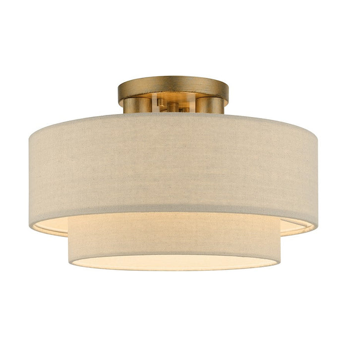 Livex Bellingham 3 Light Large Semi-Flush Mount, Gold Leaf/Parchment - 58897-48