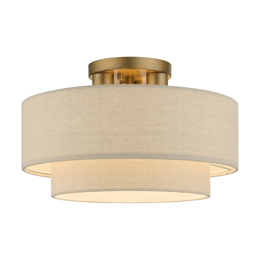 Livex Bellingham 3 Light Large Semi-Flush Mount, Gold Leaf/Parchment - 58897-48