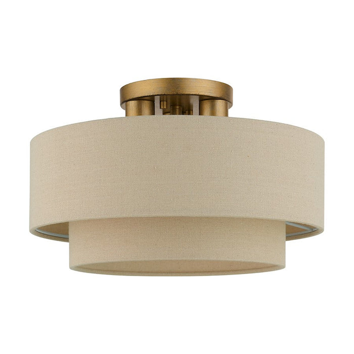 Livex Bellingham 3 Light Semi-Flush Mount, Gold Leaf/Parchment