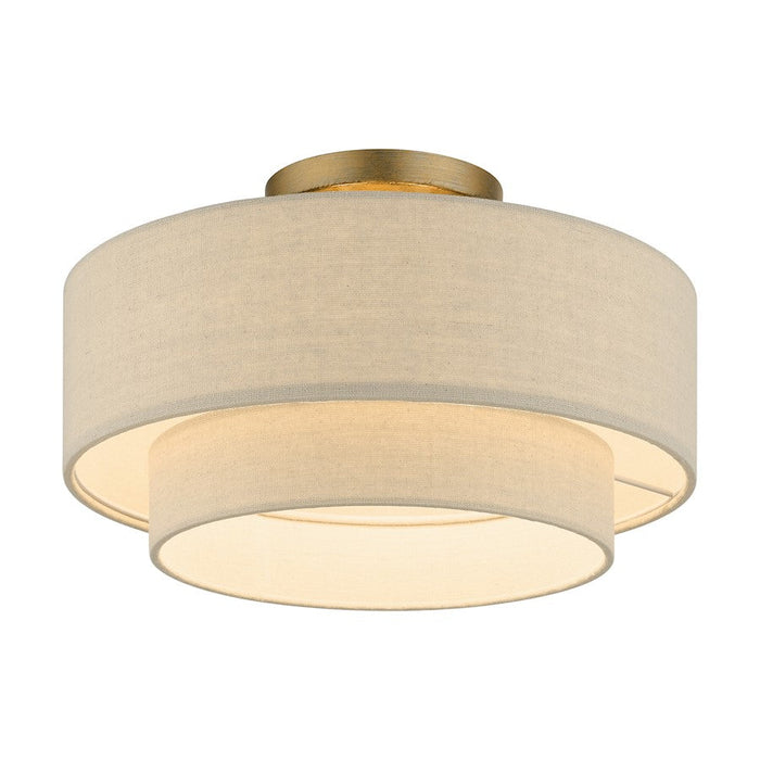 Livex Bellingham 3 Light Semi-Flush Mount, Gold Leaf/Parchment