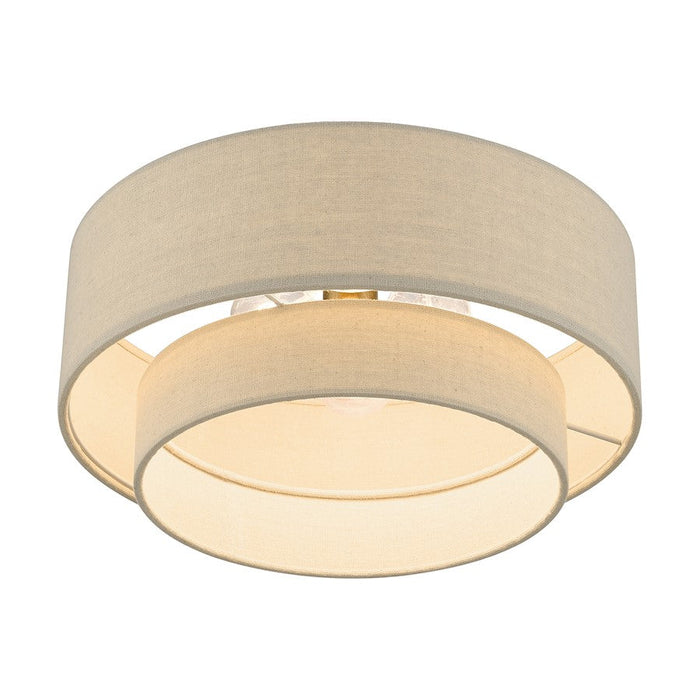 Livex Bellingham 3 Light Semi-Flush Mount, Gold Leaf/Parchment