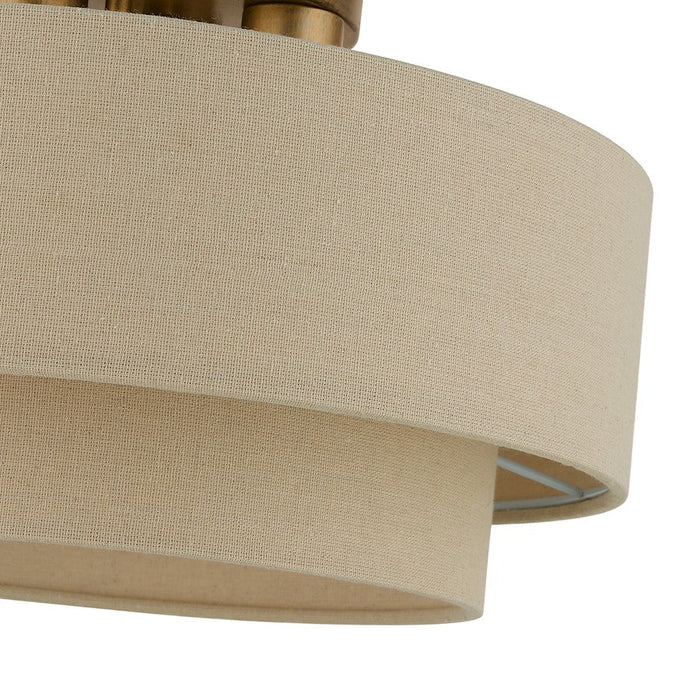 Livex Bellingham 3 Light Semi-Flush Mount, Gold Leaf/Parchment