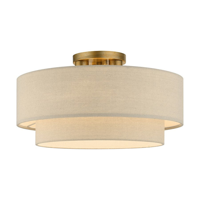 Livex Bellingham 3 Light Large 18" Semi-Flush, Gold Leaf/Parchment - 58898-48