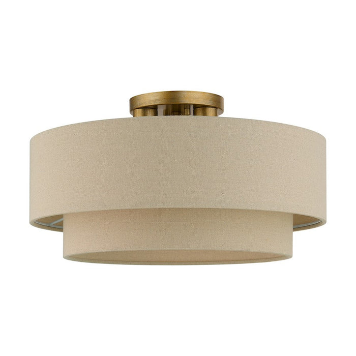 Livex Bellingham 3 Light Semi-Flush Mount, Gold Leaf/Parchment