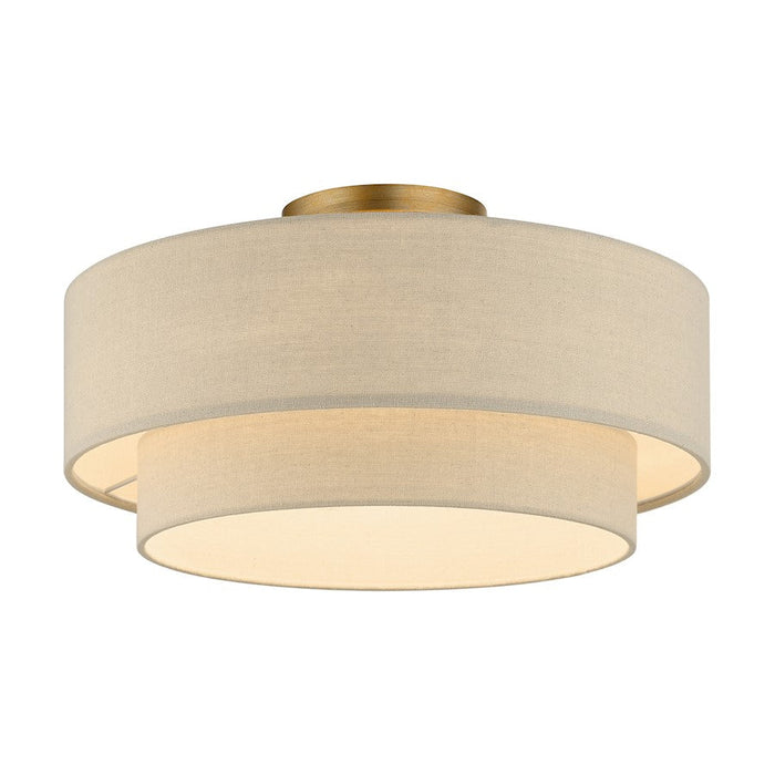 Livex Bellingham 3 Light Semi-Flush Mount, Gold Leaf/Parchment