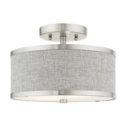 Livex Park Ridge 2 Light Semi Flush Mount, Brushed Nickel - 60421-91