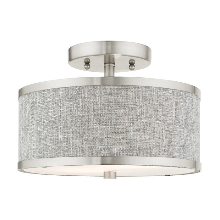 Livex Park Ridge 2 Light Semi Flush Mount, Brushed Nickel - 60421-91