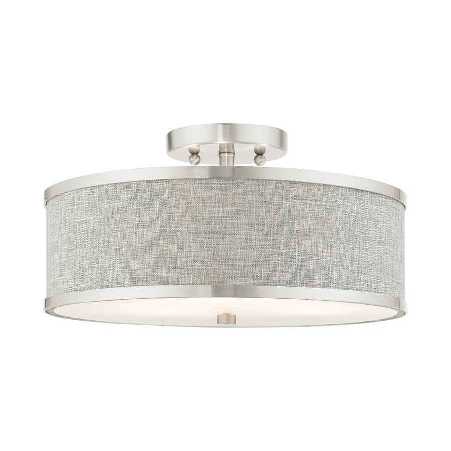 Livex Park Ridge 3 Light Semi Flush Mount, Nickel - 60423-91