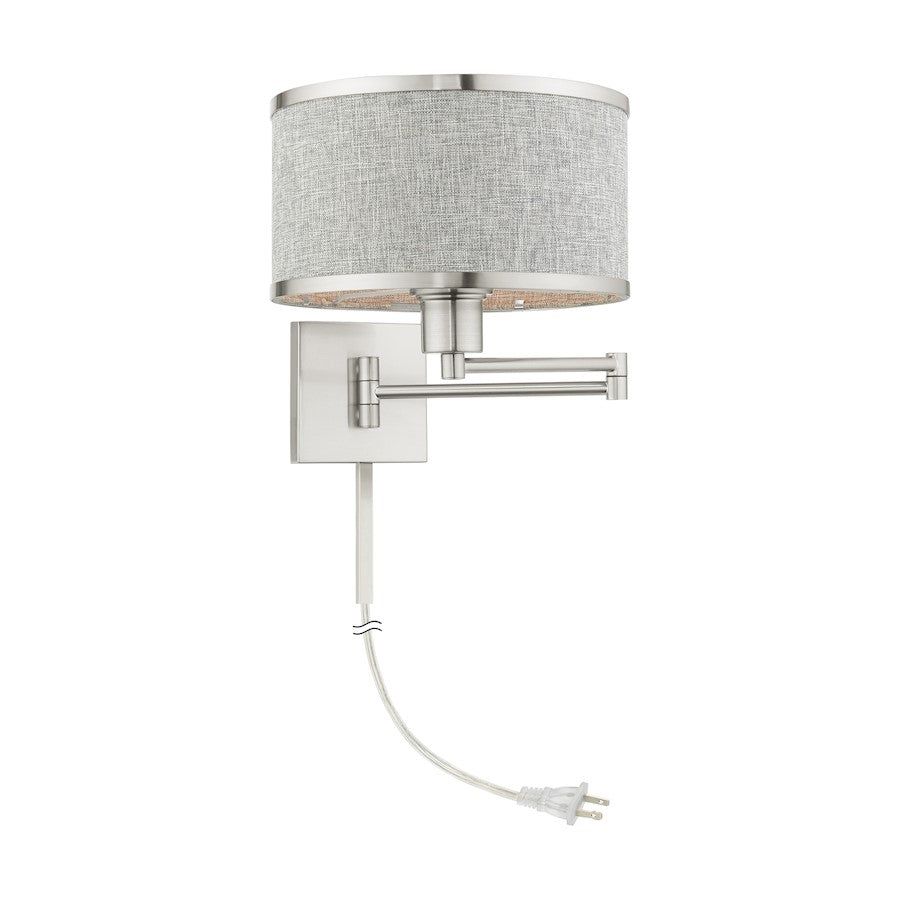 Livex Park Ridge 1 Light Swing Arm Wall Lamp, Brushed Nickel - 60429-91