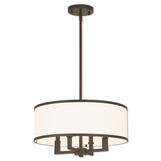 Livex Park Ridge 4 Light Pendant, Bronze/Off-White Hardback - 62615-07