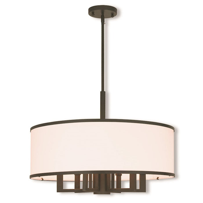 Livex Park Ridge 7 Light Pendant, Bronze/Off-White Hardback - 62616-07