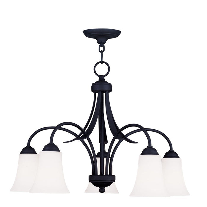 Livex Lighting Ridgedale Chandelier, Black/Satin Opal