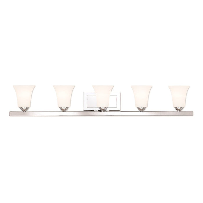 Livex Ridgedale 5 Light Bath Vanity, Polished Chrome/Opal Glass - 6485-05